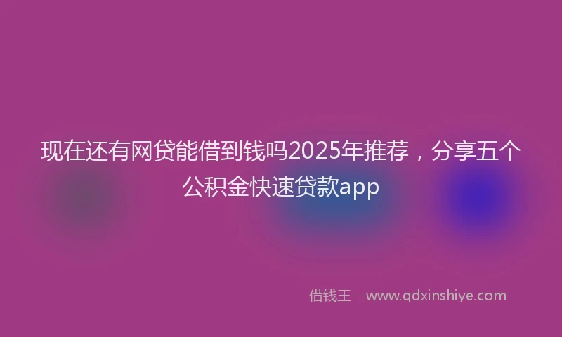 现在还有网贷能借到钱吗2025年推荐，分享五个公积金快速贷款app