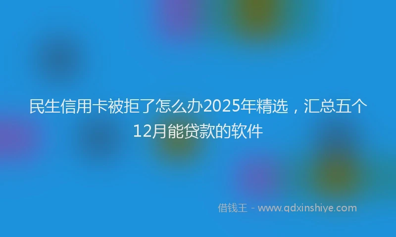 民生信用卡被拒了怎么办2025年精选，汇总五个12月能贷款的软件