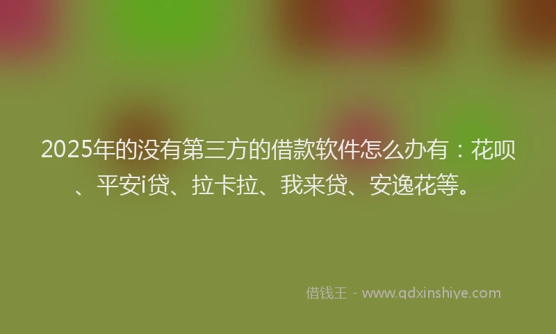 2025年的没有第三方的借款软件怎么办有：花呗、平安i贷、拉卡拉、我来贷、安逸花等。