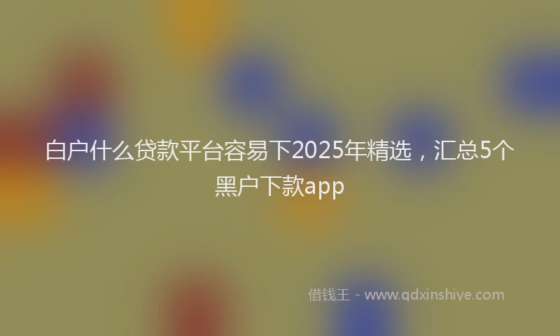 白户什么贷款平台容易下2025年精选，汇总5个黑户下款app