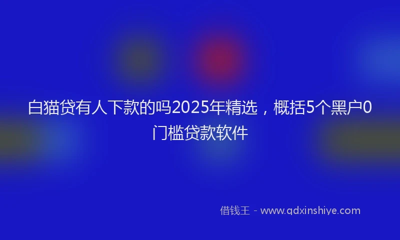 白猫贷有人下款的吗2025年精选，概括5个黑户0门槛贷款软件
