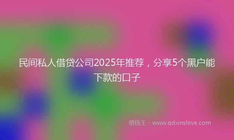 民间私人借贷公司2025年推荐，分享5个黑户能下款的口子