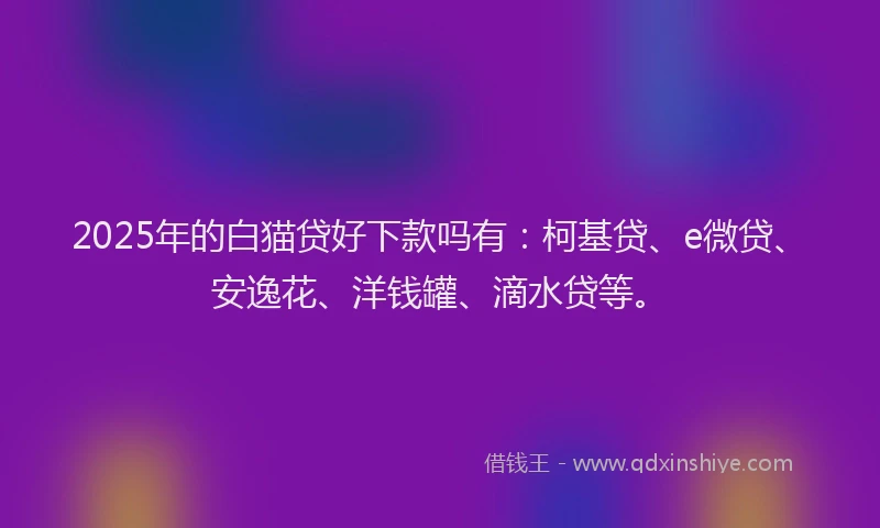 2025年的白猫贷好下款吗有：柯基贷、e微贷、安逸花、洋钱罐、滴水贷等。
