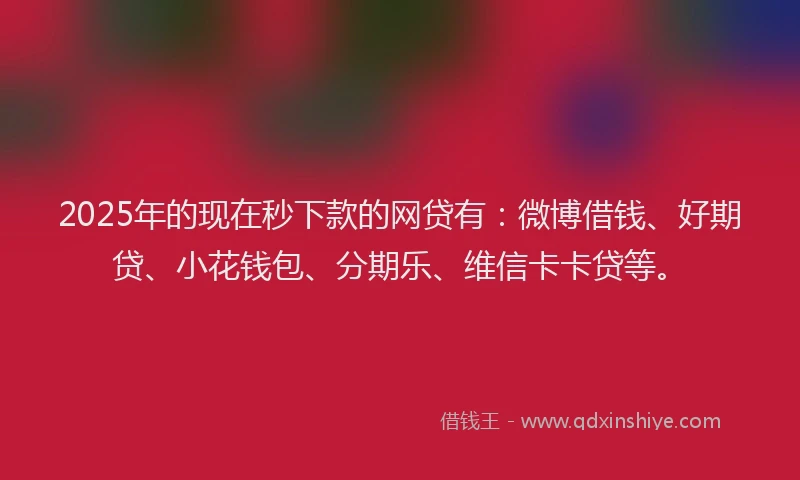 2025年的现在秒下款的网贷有：微博借钱、好期贷、小花钱包、分期乐、维信卡卡贷等。