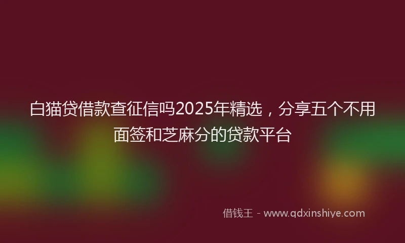 白猫贷借款查征信吗2025年精选，分享五个不用面签和芝麻分的贷款平台