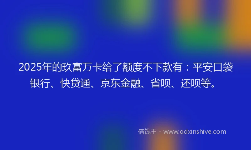 2025年的玖富万卡给了额度不下款有：平安口袋银行、快贷通、京东金融、省呗、还呗等。