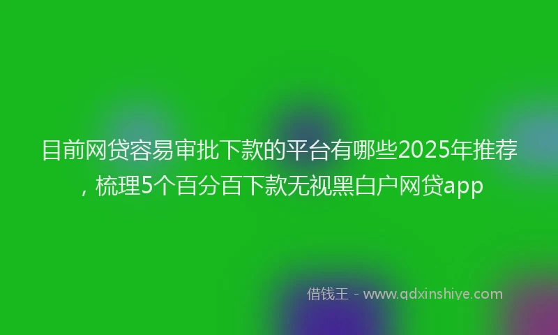 目前网贷容易审批下款的平台有哪些2025年推荐，梳理5个百分百下款无视黑白户网贷app