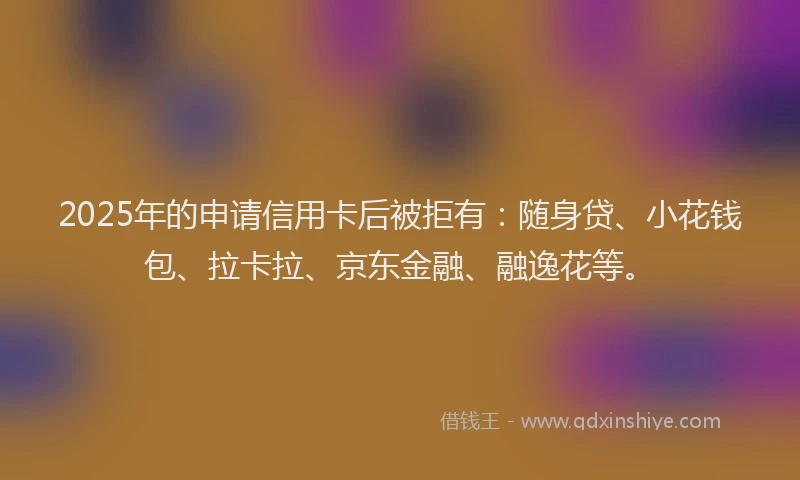 2025年的申请信用卡后被拒有：随身贷、小花钱包、拉卡拉、京东金融、融逸花等。