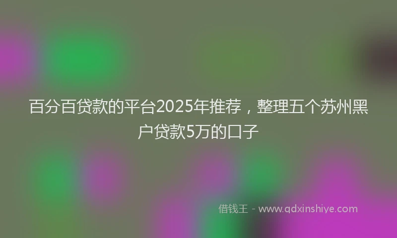 百分百贷款的平台2025年推荐，整理五个苏州黑户贷款5万的口子