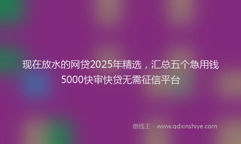 现在放水的网贷2025年精选，汇总五个急用钱5000快审快贷无需征信平台