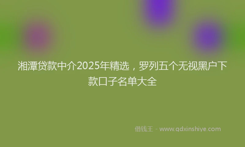 湘潭贷款中介2025年精选，罗列五个无视黑户下款口子名单大全
