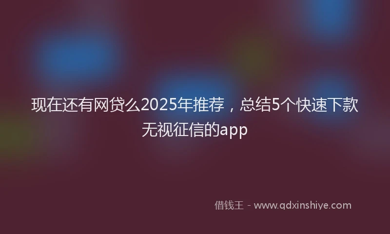 现在还有网贷么2025年推荐，总结5个快速下款无视征信的app