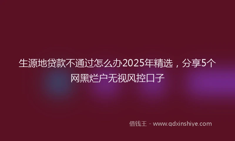 生源地贷款不通过怎么办2025年精选，分享5个网黑烂户无视风控口子