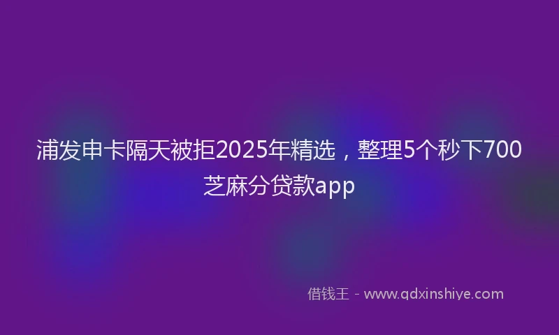 浦发申卡隔天被拒2025年精选，整理5个秒下700芝麻分贷款app