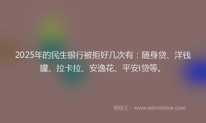 2025年的民生银行被拒好几次有：随身贷、洋钱罐、拉卡拉、安逸花、平安i贷等。