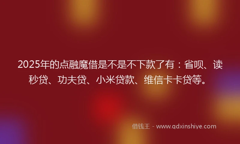 2025年的点融魔借是不是不下款了有：省呗、读秒贷、功夫贷、小米贷款、维信卡卡贷等。