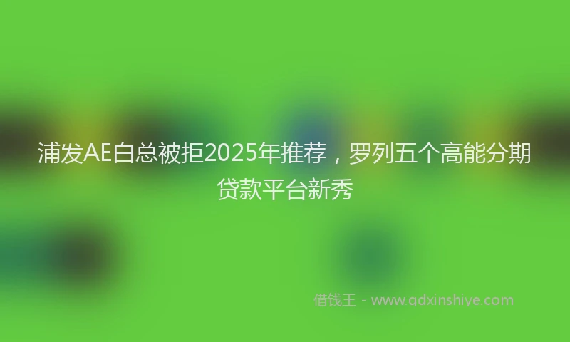 浦发AE白总被拒2025年推荐，罗列五个高能分期贷款平台新秀