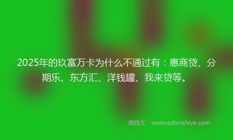 2025年的玖富万卡为什么不通过有：惠商贷、分期乐、东方汇、洋钱罐、我来贷等。