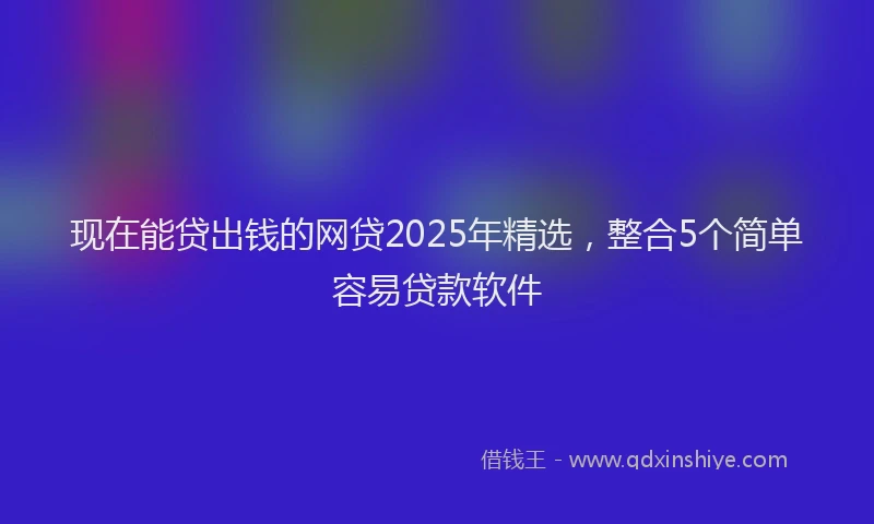 现在能贷出钱的网贷2025年精选，整合5个简单容易贷款软件