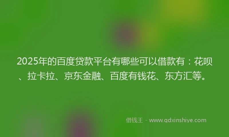 2025年的百度贷款平台有哪些可以借款有：花呗、拉卡拉、京东金融、百度有钱花、东方汇等。