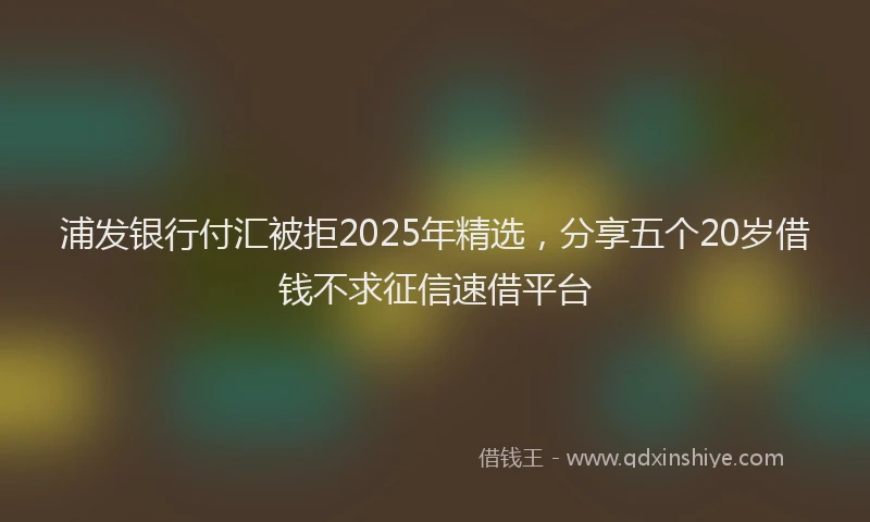 浦发银行付汇被拒2025年精选，分享五个20岁借钱不求征信速借平台