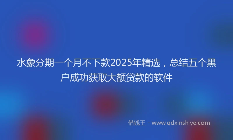 水象分期一个月不下款2025年精选，总结五个黑户成功获取大额贷款的软件