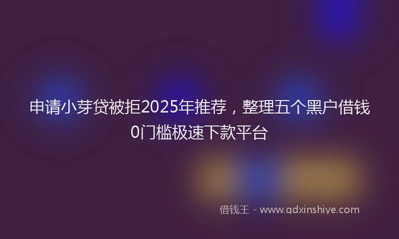 申请小芽贷被拒2025年推荐，整理五个黑户借钱0门槛极速下款平台