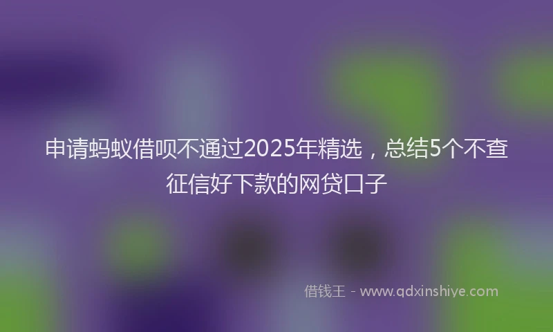 申请蚂蚁借呗不通过2025年精选，总结5个不查征信好下款的网贷口子