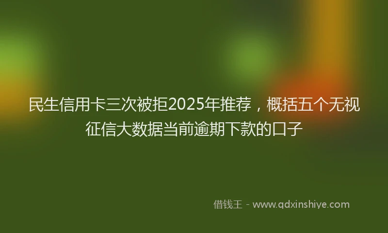 民生信用卡三次被拒2025年推荐，概括五个无视征信大数据当前逾期下款的口子