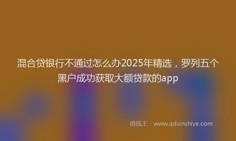混合贷银行不通过怎么办2025年精选，罗列五个黑户成功获取大额贷款的app