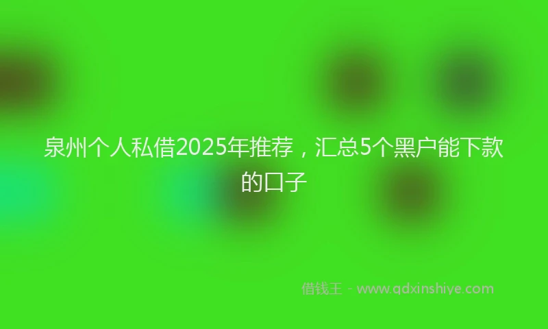 泉州个人私借2025年推荐，汇总5个黑户能下款的口子