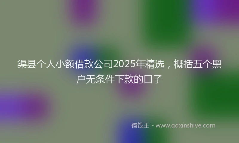 渠县个人小额借款公司2025年精选，概括五个黑户无条件下款的口子