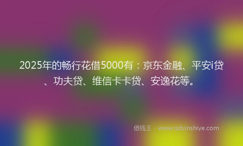2025年的畅行花借5000有：京东金融、平安i贷、功夫贷、维信卡卡贷、安逸花等。