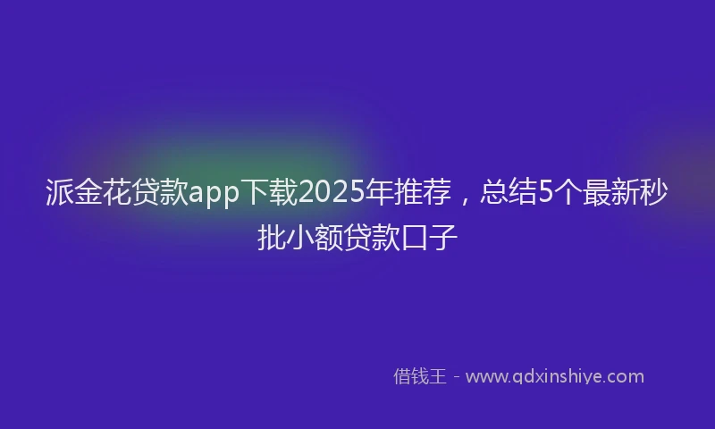 派金花贷款app下载2025年推荐，总结5个最新秒批小额贷款口子