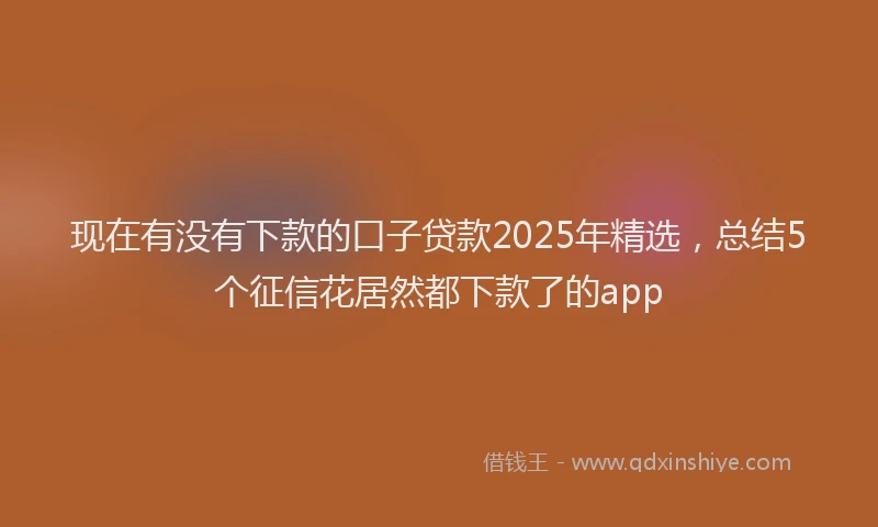 现在有没有下款的口子贷款2025年精选，总结5个征信花居然都下款了的app