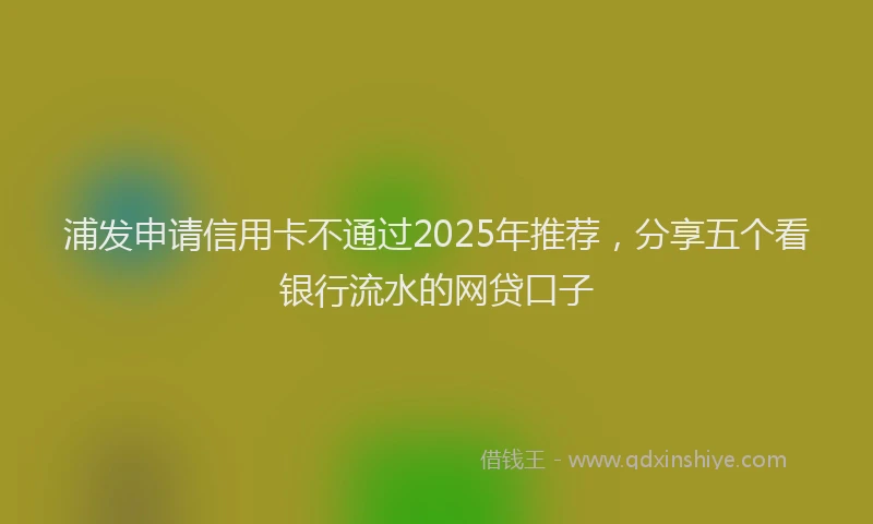 浦发申请信用卡不通过2025年推荐，分享五个看银行流水的网贷口子