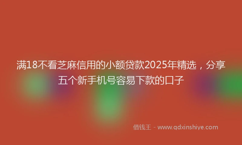 满18不看芝麻信用的小额贷款2025年精选，分享五个新手机号容易下款的口子