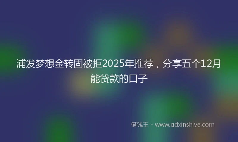 浦发梦想金转固被拒2025年推荐，分享五个12月能贷款的口子