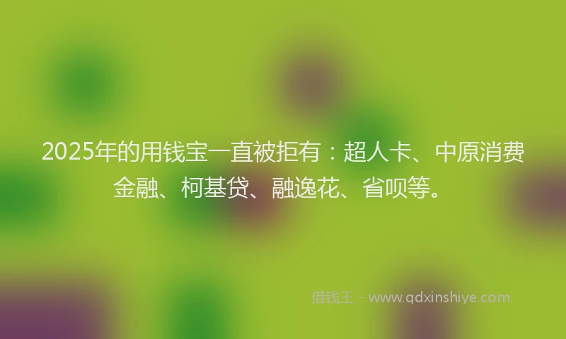 2025年的用钱宝一直被拒有：超人卡、中原消费金融、柯基贷、融逸花、省呗等。
