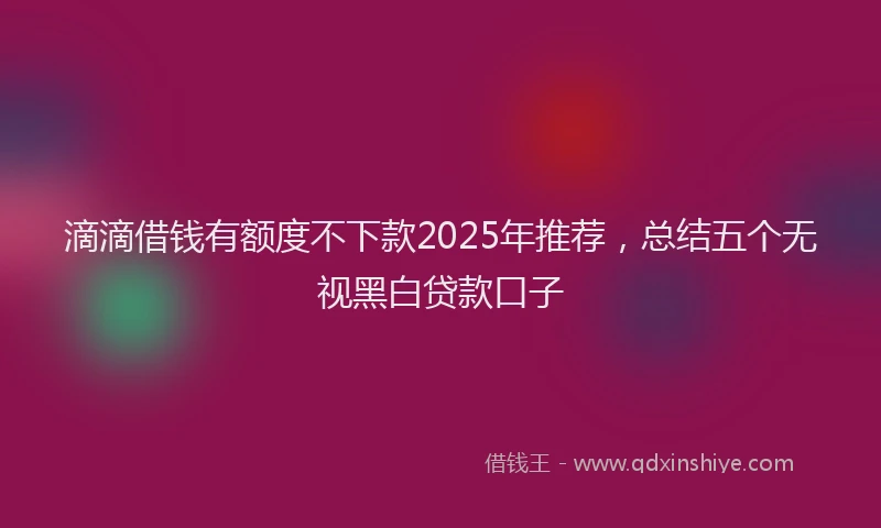 滴滴借钱有额度不下款2025年推荐，总结五个无视黑白贷款口子