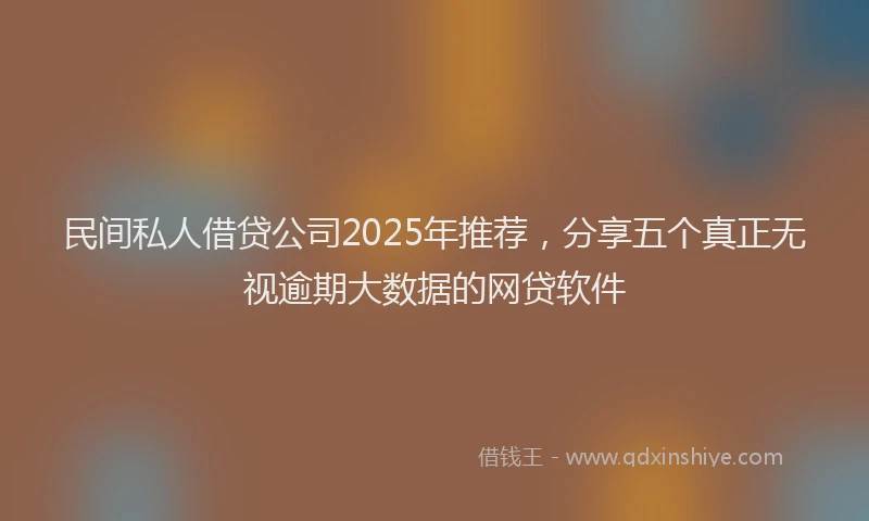 民间私人借贷公司2025年推荐，分享五个真正无视逾期大数据的网贷软件