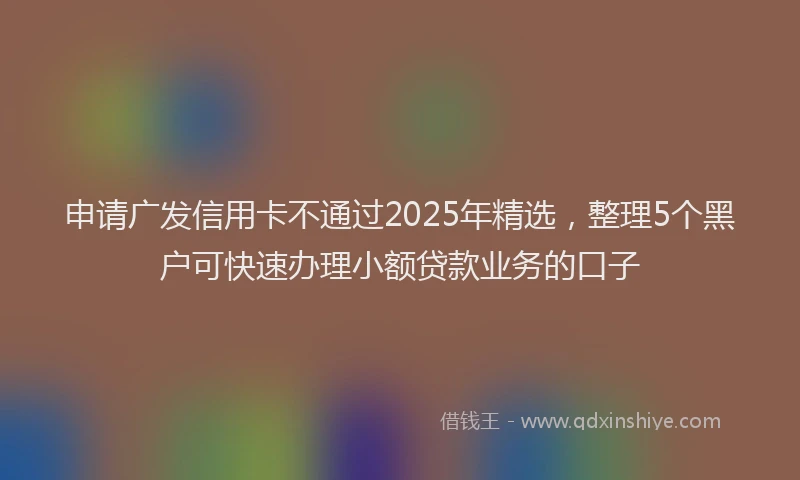 申请广发信用卡不通过2025年精选，整理5个黑户可快速办理小额贷款业务的口子
