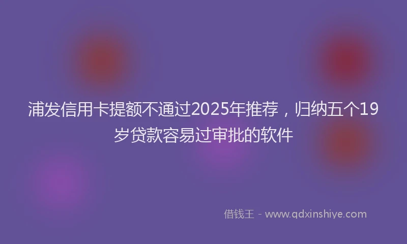 浦发信用卡提额不通过2025年推荐，归纳五个19岁贷款容易过审批的软件