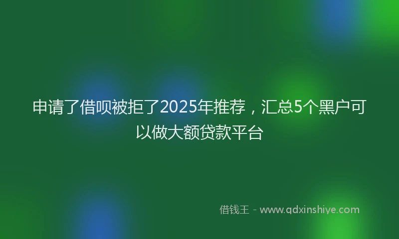 申请了借呗被拒了2025年推荐，汇总5个黑户可以做大额贷款平台