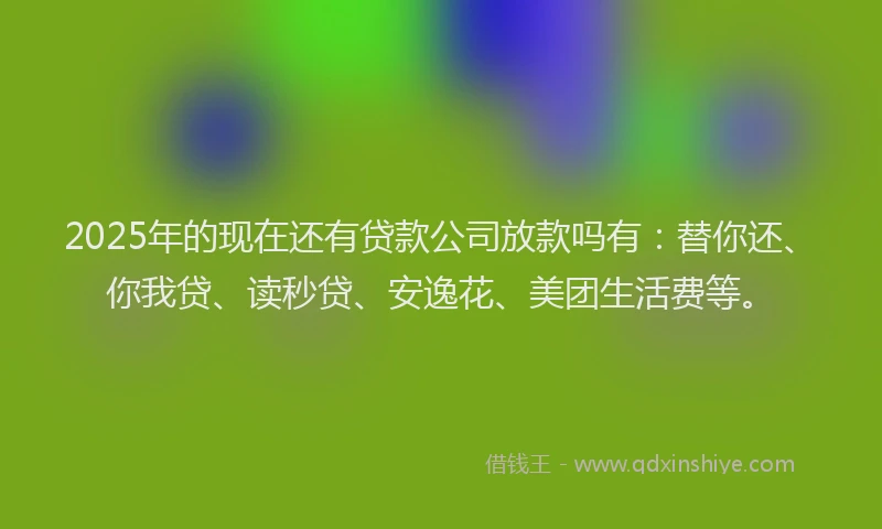 2025年的现在还有贷款公司放款吗有：替你还、你我贷、读秒贷、安逸花、美团生活费等。