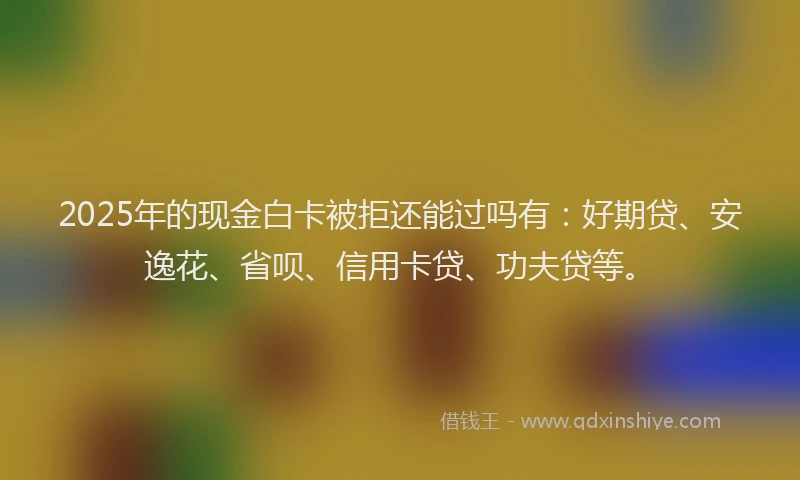 2025年的现金白卡被拒还能过吗有：好期贷、安逸花、省呗、信用卡贷、功夫贷等。