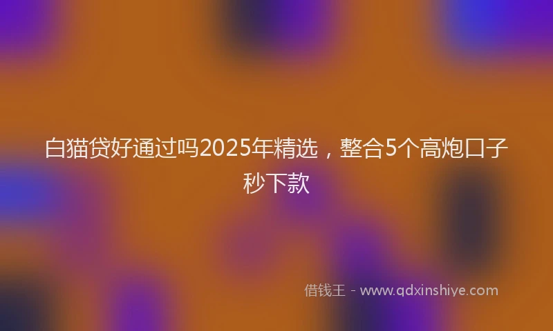 白猫贷好通过吗2025年精选，整合5个高炮口子秒下款