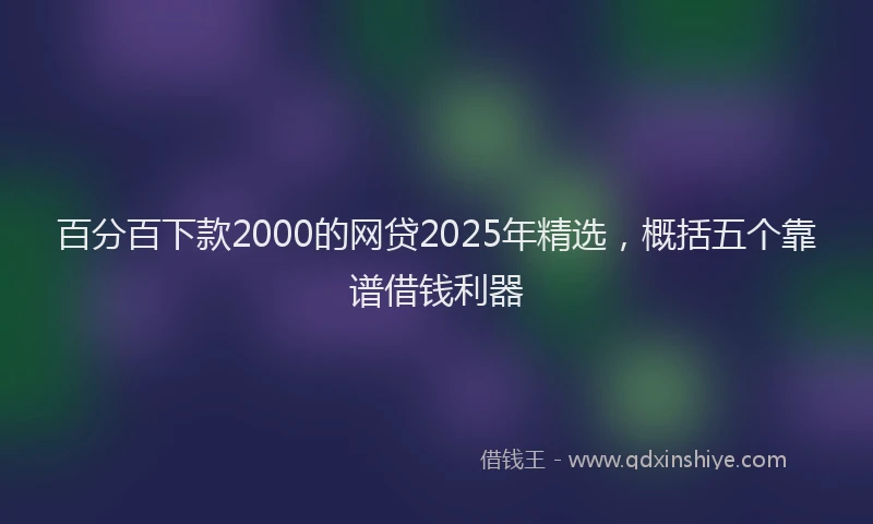 百分百下款2000的网贷2025年精选，概括五个靠谱借钱利器