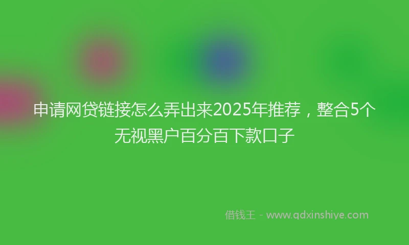 申请网贷链接怎么弄出来2025年推荐，整合5个无视黑户百分百下款口子
