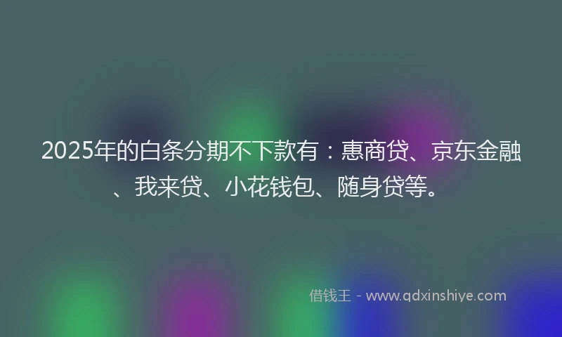 2025年的白条分期不下款有：惠商贷、京东金融、我来贷、小花钱包、随身贷等。